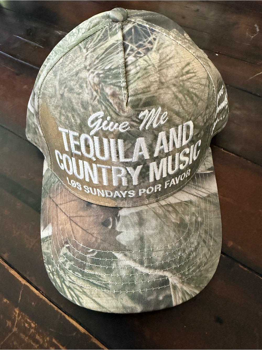 sundays Camo Baseball Cap with White Embroidered Slogan